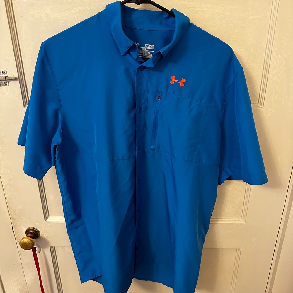 Blue under armor fishing/dress shirt